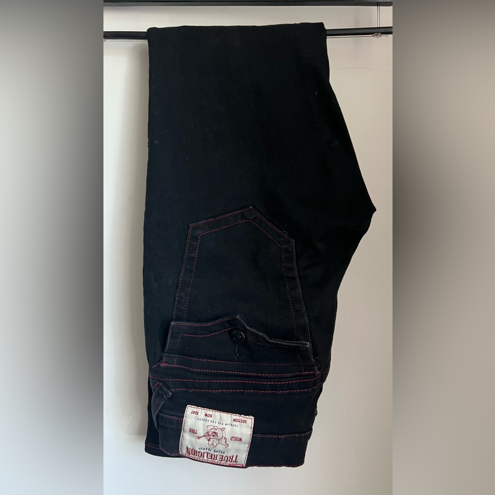 True Religion Black Denim with Red Accents